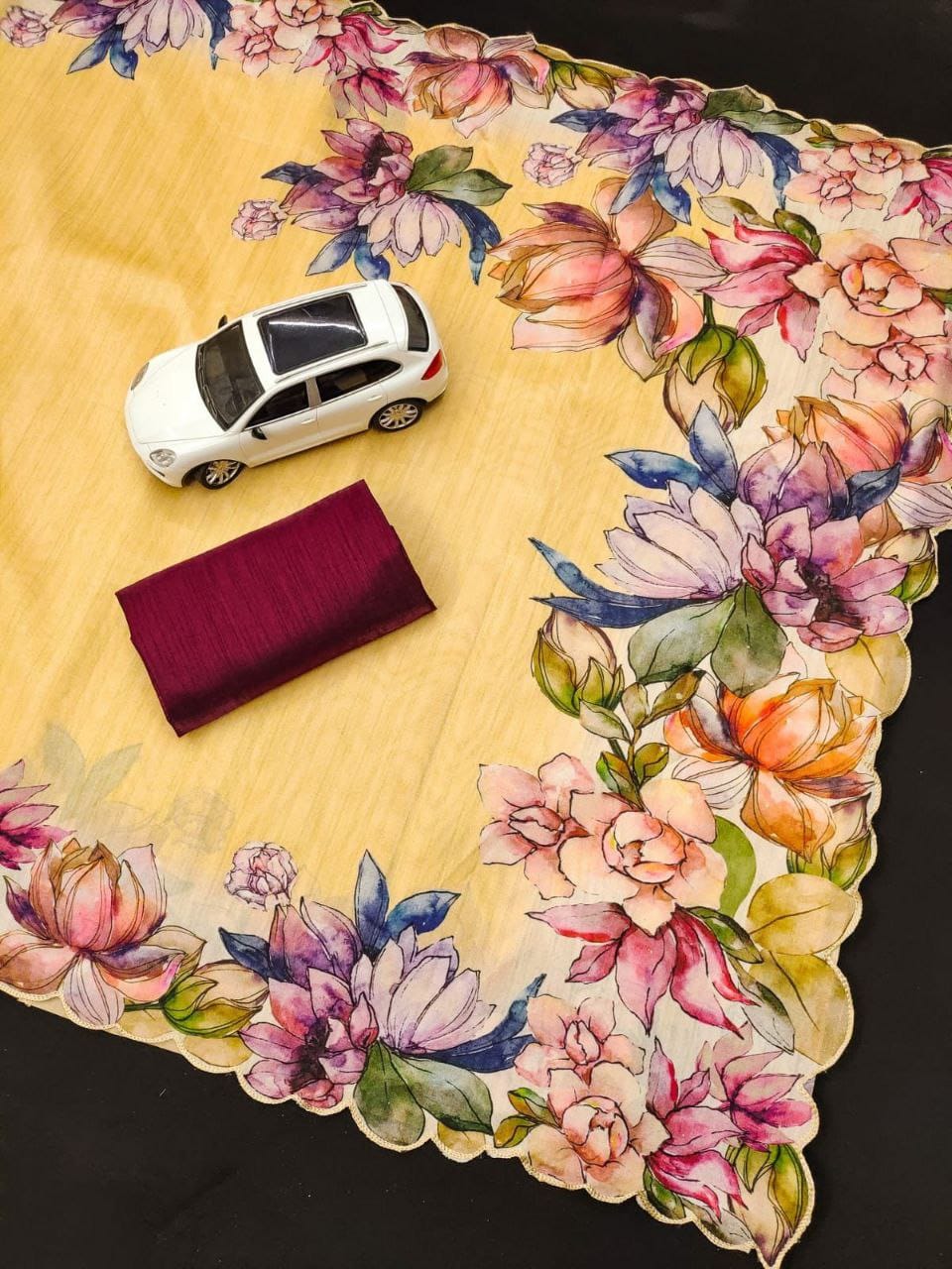 MG 368 Zarna Silk Cut Work Border Printed Sarees Wholesalers In Delhi